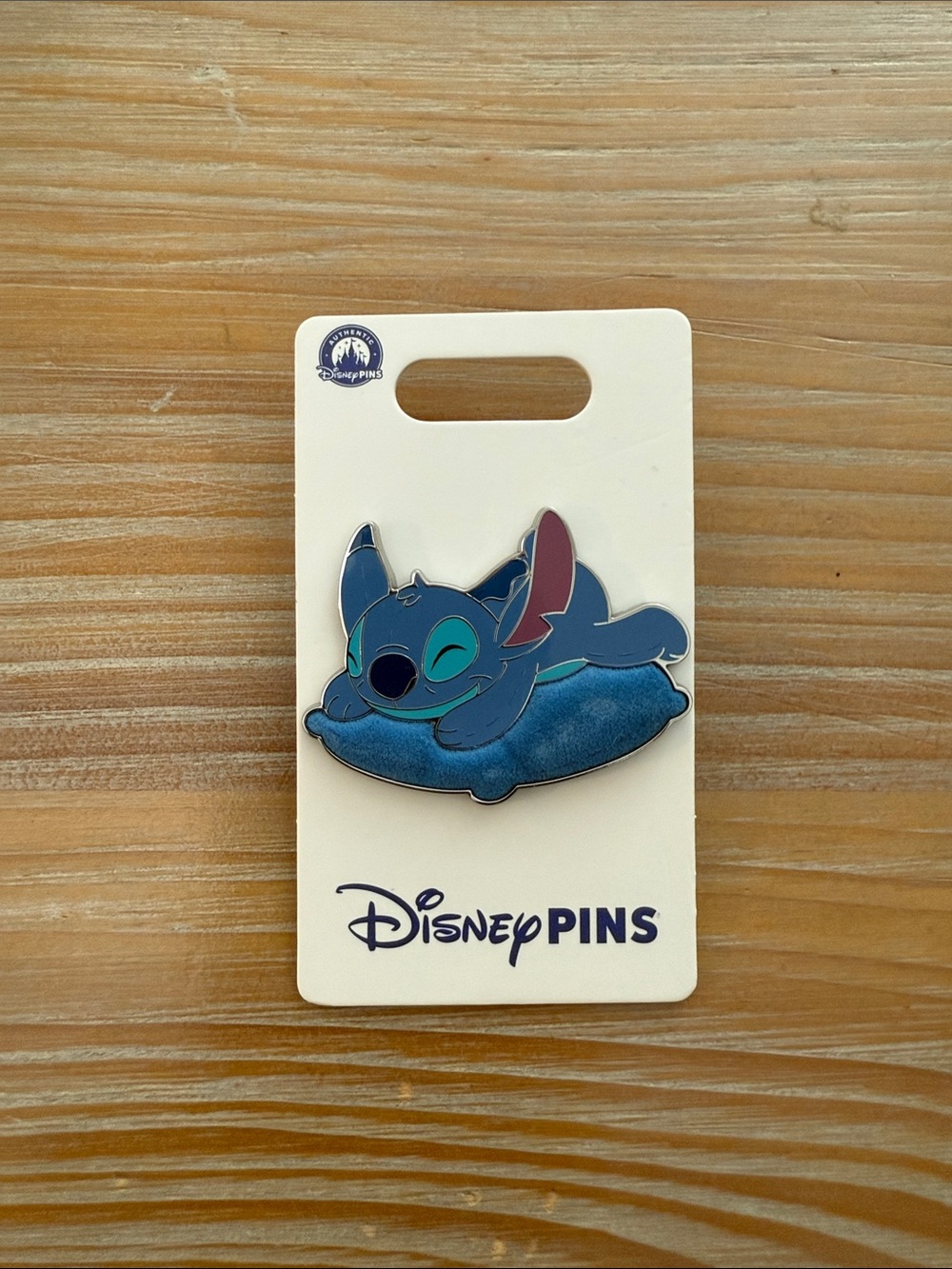 Disney Blue Stitch Pin on Teal Pillow